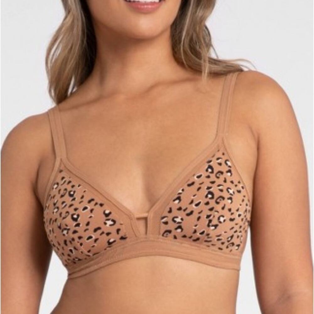 Lively Leopard Spotted Print Mesh Trim Lined Bralette Bra Size 3